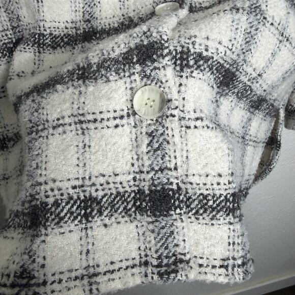 H&M Womens Jacket Size S Plaid White Black Shacket Button Front Oversized - Picture 10 of 12